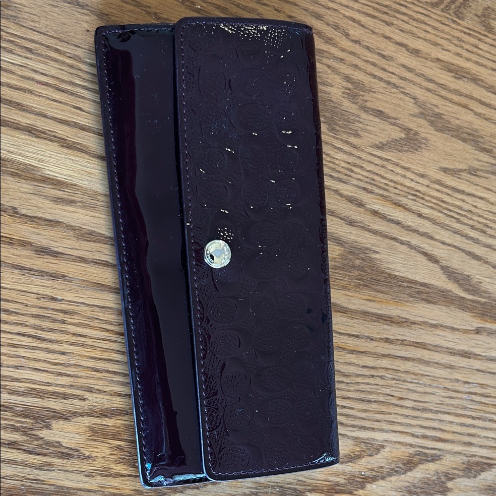 Coach Glossy Maroon Embossed Wallet